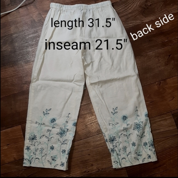 LINEN - EMBROIDERED LINEN CAPRI SMALL           c - Picture 1 of 8